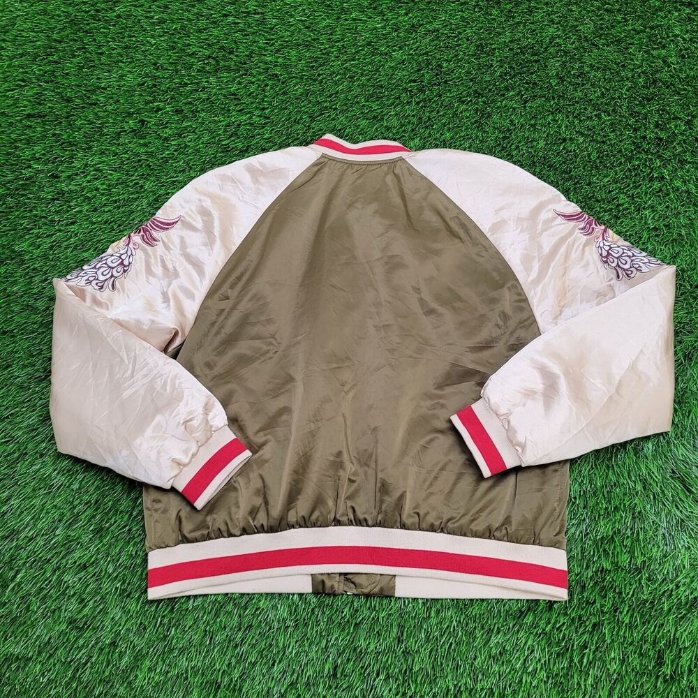 Phoenix Bomber Jacket M/L 21x21 Taupe Boxy Colorblock - Picture 2 of 13